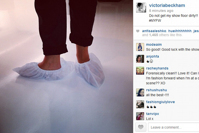 NOT WITHOUT BOOTIES. Screen grab posted in the DVb Victoria Beckham Facebook page