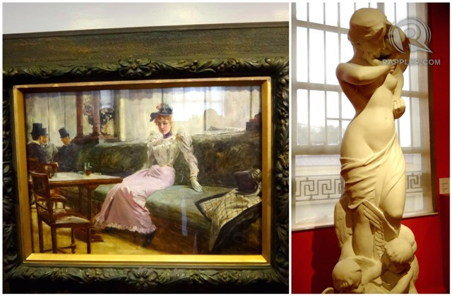 PHILIPPINE ART AND ARTIFACTS. The National Museum has new displays worth checking out, like 'The Parisian Life' by Juan Luna [left] and sculptures like this one on the right by Isabelo Tampinco