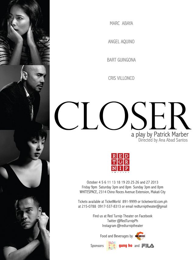 INTENSE, SENSUAL. 'Closer' is coming to the Philippine stage. Posted courtesy of Red Turnip