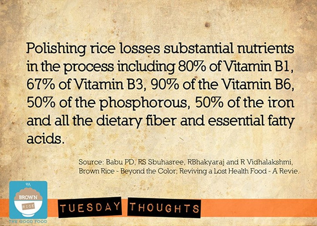 TREMENDOUS NUTRIENT LOSS. While brown rice’s nutrients are preserved, white rice loses 50% or more. Infographic from the Grow Brown Rice Facebook page