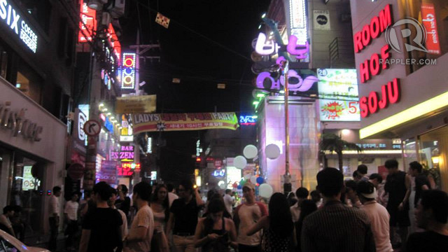 UNTIL THE WEE HOURS. The busy streets of Hongdae