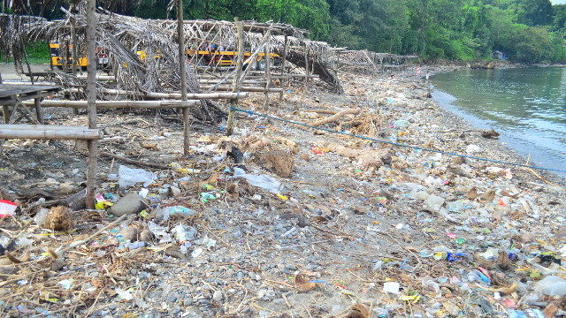 COASTAL TRASH. Garbage along Lea Beach in Batangas often end up in the Verde Island Passage, just an hour and a half boat's ride away. Photo courtesy of Marine Biological Society