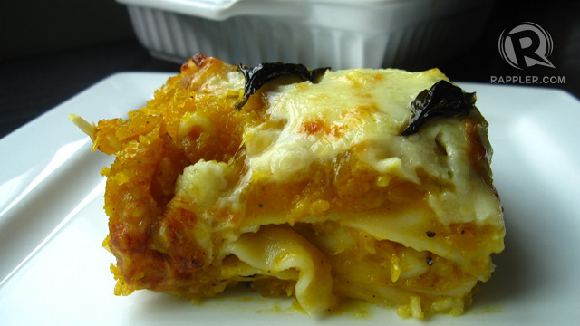 PUMPKIN, NOT TOMATO. This lasagna is mellow yellow. All photos by Sam Oh