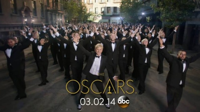 OSCARS 2014. Ellen DeGeneres hosts this year's Academy Awards. Screen grab from the Oscars 2014 Facebook page