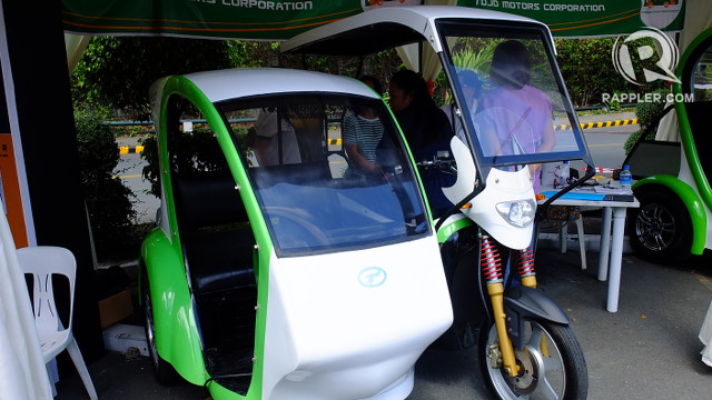 THE FUTURE IS HERE. E-tricycles from local and foreign manufacturers were on display in the Electric Vehicle Summit last February 27. Photo by Pia Ranada/Rappler