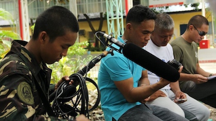 Soldiers during their filmmaking course. Photo by Manie Magbanua