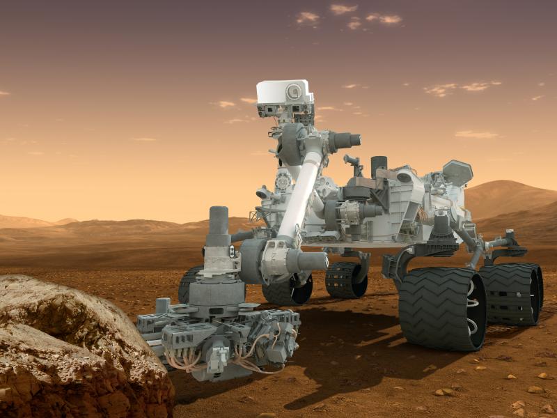 This artist's concept features NASA's Mars Science Laboratory Curiosity rover, a mobile robot for investigating Mars' past or present ability to sustain microbial life. Photo courtesy of NASA/JPL-Caltech 