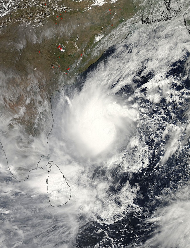 GIANT STORM. NASA’s Aqua satellite captured this visible image of a well-rounded Tropical Cyclone Mahasen in the Northern Indian Ocean on May 15 at 07:55 UTC (3:55 a.m. EDT). Mahasen is northeast of Sri Lanka and moving northward. NASA Goddard MODIS Rapid Response Team