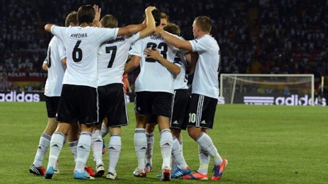 Germany scores against Holland. Photo by AFP