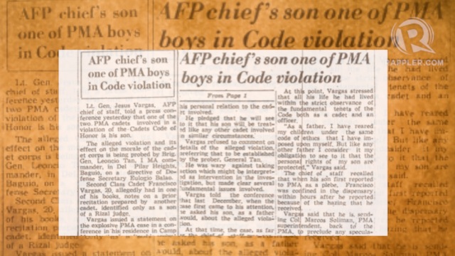 EXONERATED: In a rare move, the PMA Command in 1956 reversed the ruling of the Honor Committee