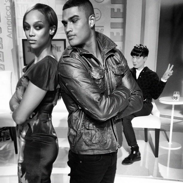 TWO OUT OF THREE judges are in this photo with Tyra Banks: top male model Rob Evans and fashion blogger Bryan Boy. Photo from ANTM's Facebook page
