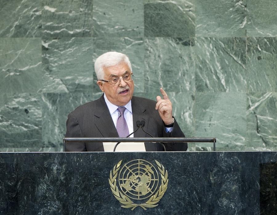 PALESTINE AT THE UN. Mahmoud Abbas, President of the Palestinian Authority, on November 29, 2012, will ask for the Palestinians to be recognized as a United Nations "non-member observer state" and indicate his conditions for talks with Israel. In this file photo, Abbas addresses the general debate of the sixty-seventh session of the General Assembly, 27 September 2012, at the UN Headquarters in New York. UN Photo / J Carrier