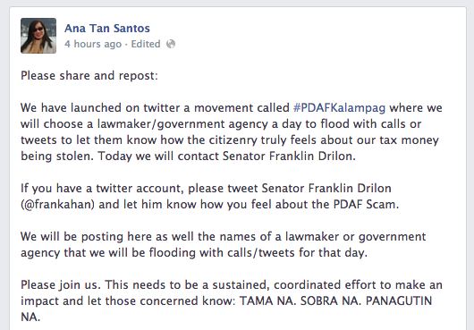 Screengrab of Ana Tan Santos' Facebook page