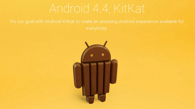 ANDROID KITKAT. Android 4.4 is announced, along with a new milestone for Android activations. Screen shot from Android.com