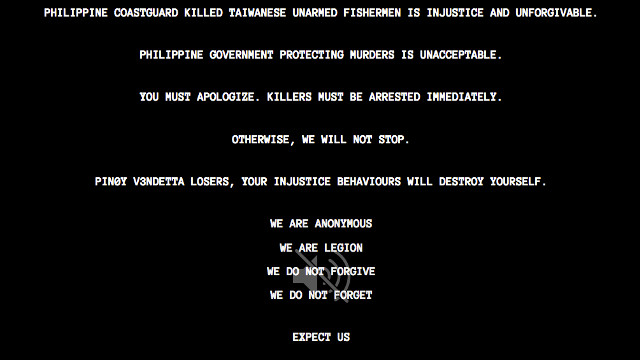 ANONYMOUS SPEAKS? Taiwanese hackers send a message to the Philippine government. Screen shot from DOST defacement page 