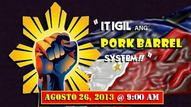 MIXED REACTIONS. Different groups give varied opinions on President Aquino's orders to abolish pork barrel. Poster from the One Million People March for August 26