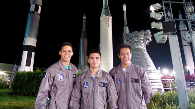 THE TRIUMVERATE. Chino Roque together with fellow competitors Evan Ray Datuin and Ramil Santos at the Kennedy Space Center Rocket Garden. Photo courtesy of Axe Philippines