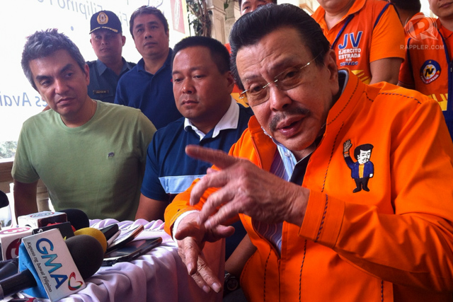 'EASTERADA SUNDAY.' Vice President Jejomar Binay, Senate President Juan Ponce Enrile and UNA’s senatorial candidates will all be present to support Estrada’s bid for Manila mayor in his Sunday proclamation. File photo by Rappler/Ayee Macaraig