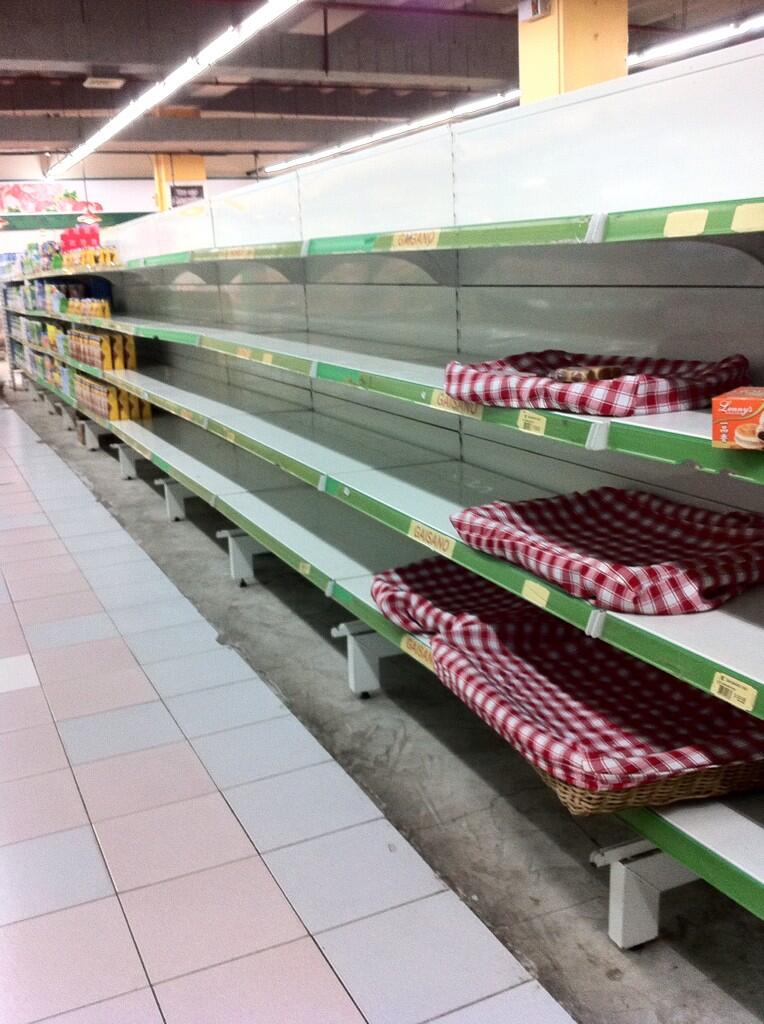 GONE. Grocery aisles left empty in Cebu due to panic buying. Photo contributed by Zhequia Bardos