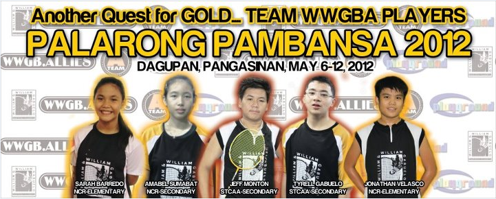 READY FOR PANGASINAN. Sarah (far left) and Jonathan (far right) represent their academy and NCR for the coming Palarong Pambansa.