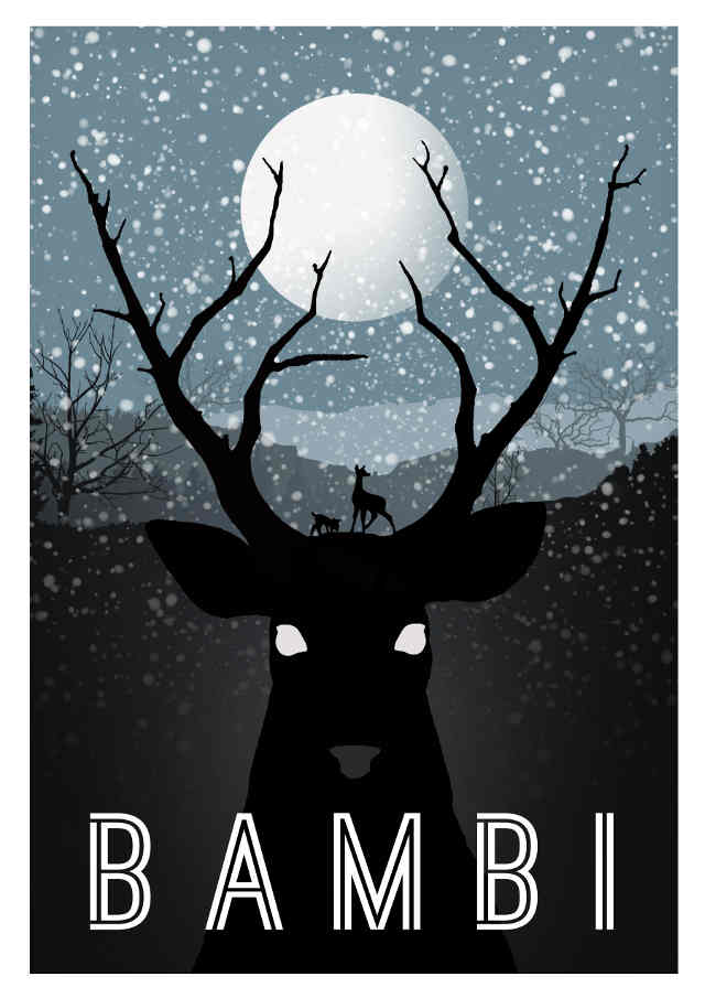 Rowan Stocks-Moore's conceptual poster for the 1942 Walt Disney classic 'Bambi'