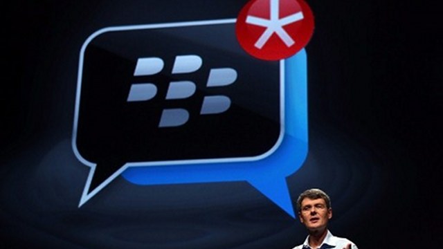DROPPED. Research in Motion (RIM), the maker of Blackberry smartphones, no longer among the Nasdaq 100 list. Photo by AFP