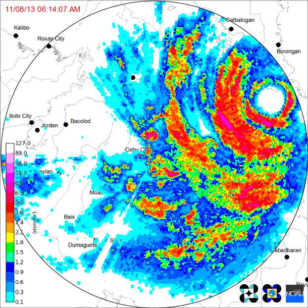 EYE OF THE STORM. Doppler radar image from the Cebu radar as of 6:14 am, 8 November 2013. Image courtesy of ClimateX