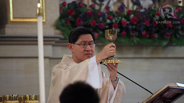 DAWN MASS Cardinal Luis Antonio Tagle says dawn mass at San Fernando De Dilao in Paco, Manila, December 16, 2012. The Manila Cathedral archdiocese has temporarily moved to this church until repairs are completed. Photo by Beth Frondoso  