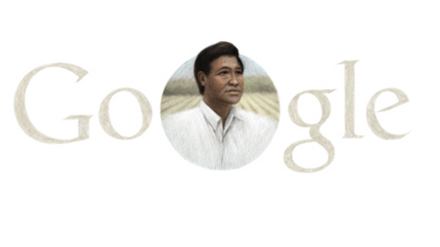CHAVEZ COMMEMORATED. Civil rights activist Cesar Chavez is commemorated in a Google Doodle. Screenshot from Google