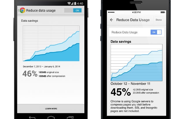 CHROME COMPRESSION. Google Chrome for Mobile now lets you compress data to save on bandwidth. Image from Google Chrome blog