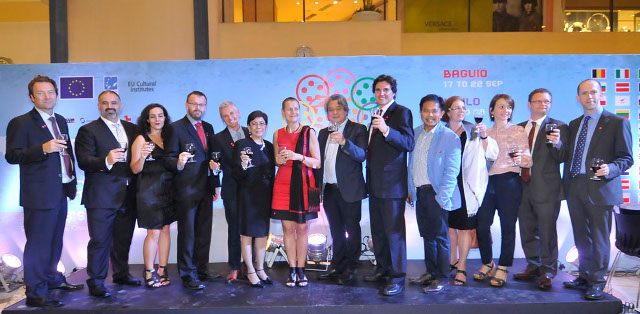 CELEBRATION.  Members of Europe’s diplomatic community with their partners in Cine Europa: (L-R)  Knut-Are Sprauten Okstad of Norway, Angelos Tsaousidis of Greece, Ariane Tricaud of France, Jan Vytopil of the Czech Republic, Lubomir Frebort  of the EU Delegation, Lala Fojas of Shangri-la Plaza, Petra Raymond of Goethe Institut, Briccio Santos of the Film Development Council of the Philippines, Julian Vassallo of the EU Delegation, Martin Macalintal of France, Ank Willems of the Netherlands, Meritxell Parayre of Spain, Josef Naudtz of Belgium, and Nicholas Thomas of the British Council. Photo courtesy of the European External Action Service
