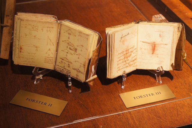 CODICES. These reproductions of Da Vinci's original codices were made to look like the original. Photo courtesy Mind Museum