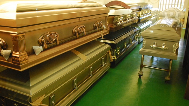 COSTLY. Caskets like these get costlier every year. Photo by Aya Lowe