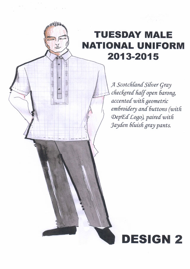 DESIGN TWO. DepEd national uniform for men SY 2013-2015