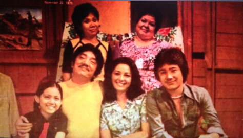 THE PURUNTONG FAMILY, 1975. The cast of 'John en Marsha.' (Standing) Matutina, Dely Atay-atayan, (seated) Maricel Soriano, Dolphy, Nida Blanca and Rolly Quizon. Photo from Facebook
