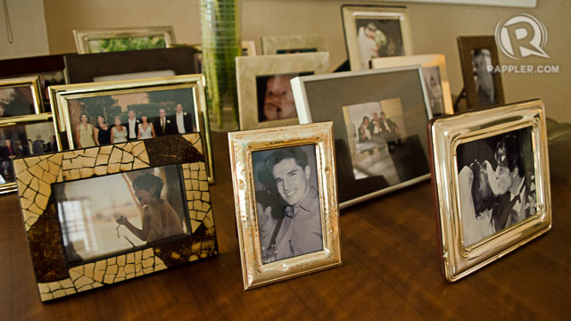 MEMENTOS. Julian and Celine keep framed photos of them and their family in the living room