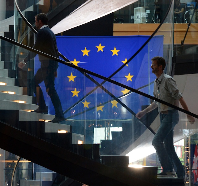The European Union flag at the European Parliament in Strasbourg, France, 21 May 2013. Photo by EPA/Patrick Seeger