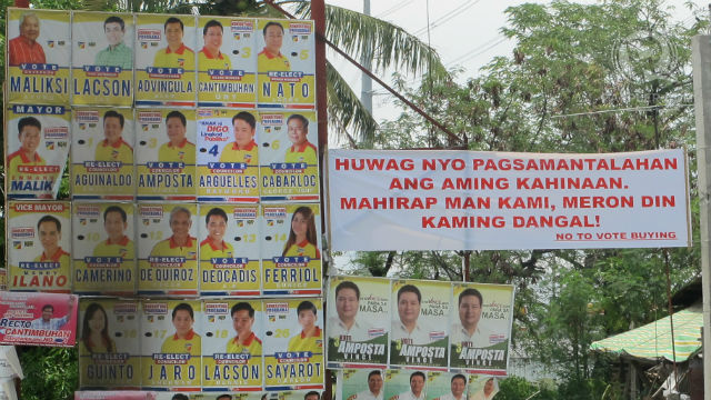 NO TO VOTE BUYING. Banners that campaign against vote buying have been put up all over Cavite. Photo by Tricia Villaluz.