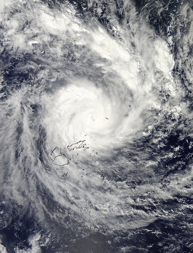 MONSTER STORM. NASA's Aqua satellite flew over Tropical Cyclone Evan at 0135 UTC on Dec. 16 (8:35 p.m. EST/U.S., Dec. 15) when it was over the Fiji Islands. Credit: NASA Goddard MODIS Rapid Response Team
