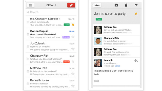 MORE GMAIL. Google's mail service for the iPhone and iPad gets an upgrade. Screen shot from Gmail Blog.