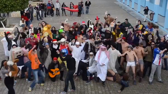 TUNISIAN SHAKE. A Harlem Shake mob in Tunisia. Screen grab from YouTube