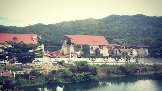 CRACKED LOBOC CATHEDRAL. The damage is drastic, and will take a while to rebuild.