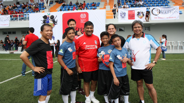 GOAL. The Ambassador at the International Labor Organization's Football event against child labor.