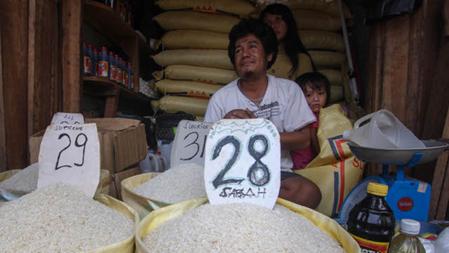 A rice vendor in Bongao, Tawi-Tawi says the price increased from P680 per sack to P770 per sack after the conflict in Sabah erupted. He added that they choose to buy rice in Sabah because it is cheaper and more accessible. (PHOTO BY KARLOS MANLUPIG)