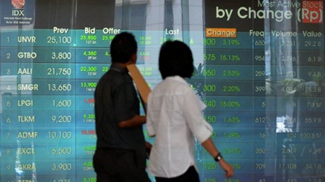 LONGER HOURS. A lady walks past a stock exchange board in Jakarta where trading hours will be longer by 30 minutes starting January 2013. Photo by AFP