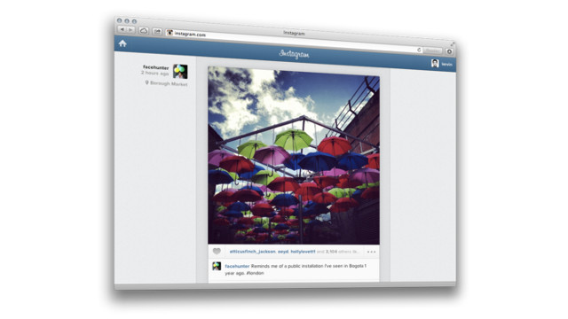 WEB FEED. Instagram now allows users to view their Instagram feed on the web. Screen shot from Instagram.