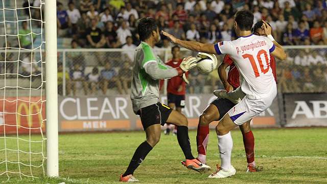 ONE MORE. Younghusband slots one more shot through the Cambodian GK. Photo by Josh Albelda/Rappler