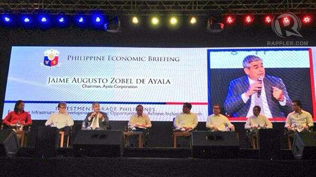 THINK BIG. Ayala Corporation chair Jaime Zobel de Ayala urges both government officials and businessmen to be more aggressive and think bigger when dealing with poverty-reducing projects. Photo by Rappler