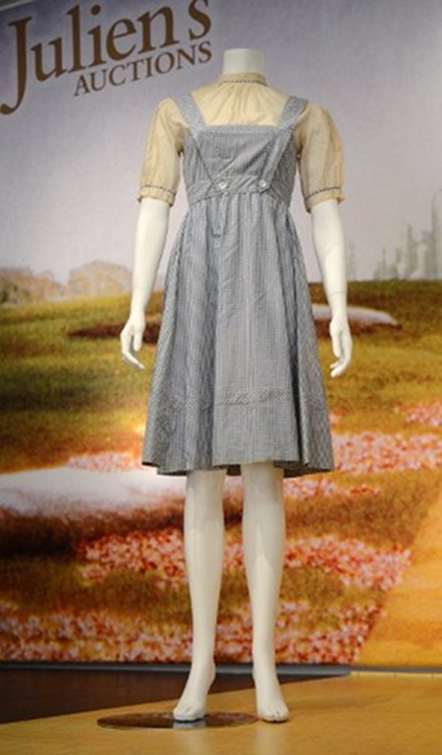 AUCTION. Judy Garland’s Dorothy Gale blue gingham dress from The Wizard of Oz As Dorothy Gale, was auctioned off at Julien's Auctions in Beverly Hills. Photo by AFP