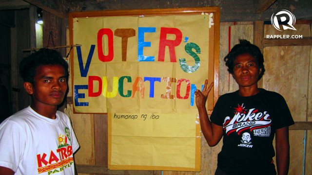 KEEPING THE RIGHT TO VOTE. Every three years, the Dumagats of Tanay altogether walk and cross eight rivers just to get to the nearest precinct in the lowlands. In line with the coming elections, a school organization conducted a voters' education program for the group last April 21.